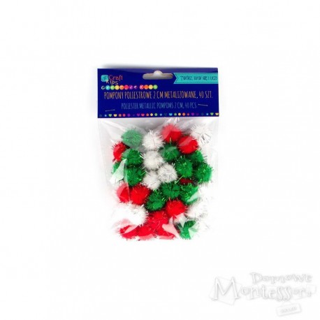 Pompony 2 cm metalizowane 40 sztuk