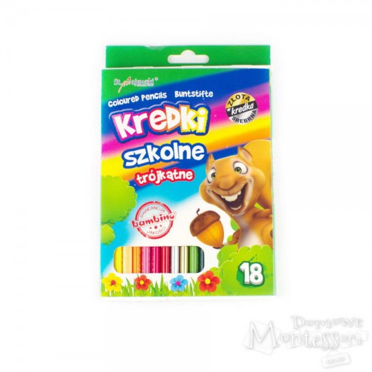 Kredki szkolne trójkątne 18 kolorów