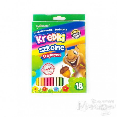 Kredki szkolne trójkątne 18 kolorów