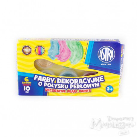 Farby dekoracyjne Astra o połysku perłowym 6 kolorów, 10 ml