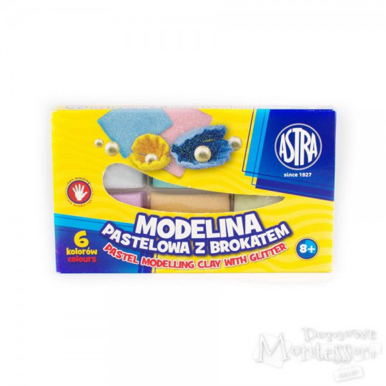 Modelina pastelowa z brokatem Astra 6 kolorów