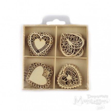 Kształty ze sklejki - serca, 20 sztuk